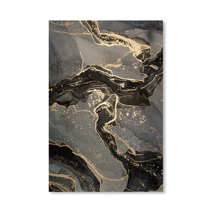 Abstract Black Gray Golden Liquid Marble Print Wall Art Fine Art Canvas Prints Pictures For Modern Apartment Living Room Home Office Decor