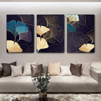 Abstract Botanical Tropical Blue Aubergine Floral Wall Art Fine Art Canvas Prints Pictures For Living Room Bedroom Hotel Room Decor