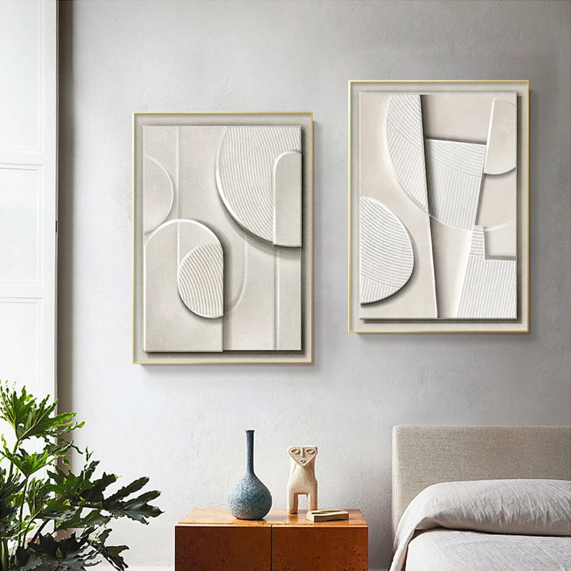 Beige Terracotta Abstract Minimalist Wall Art Fine Art Canvas Prints Modern Aesthetics 3d Effect Posters Pictures For Modern Apartment