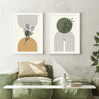 Modern Geometric Wall Art Abstract Line Shape And Form Fine Art Canvas Prints Black Beige Terracotta Pictures For Living Room Decor