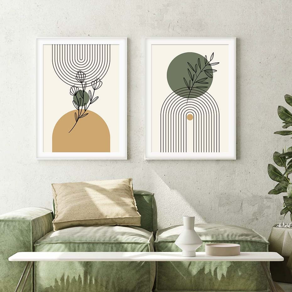 Modern Geometric Wall Art Abstract Line Shape And Form Fine Art Canvas Prints Black Beige Terracotta Pictures For Living Room Decor