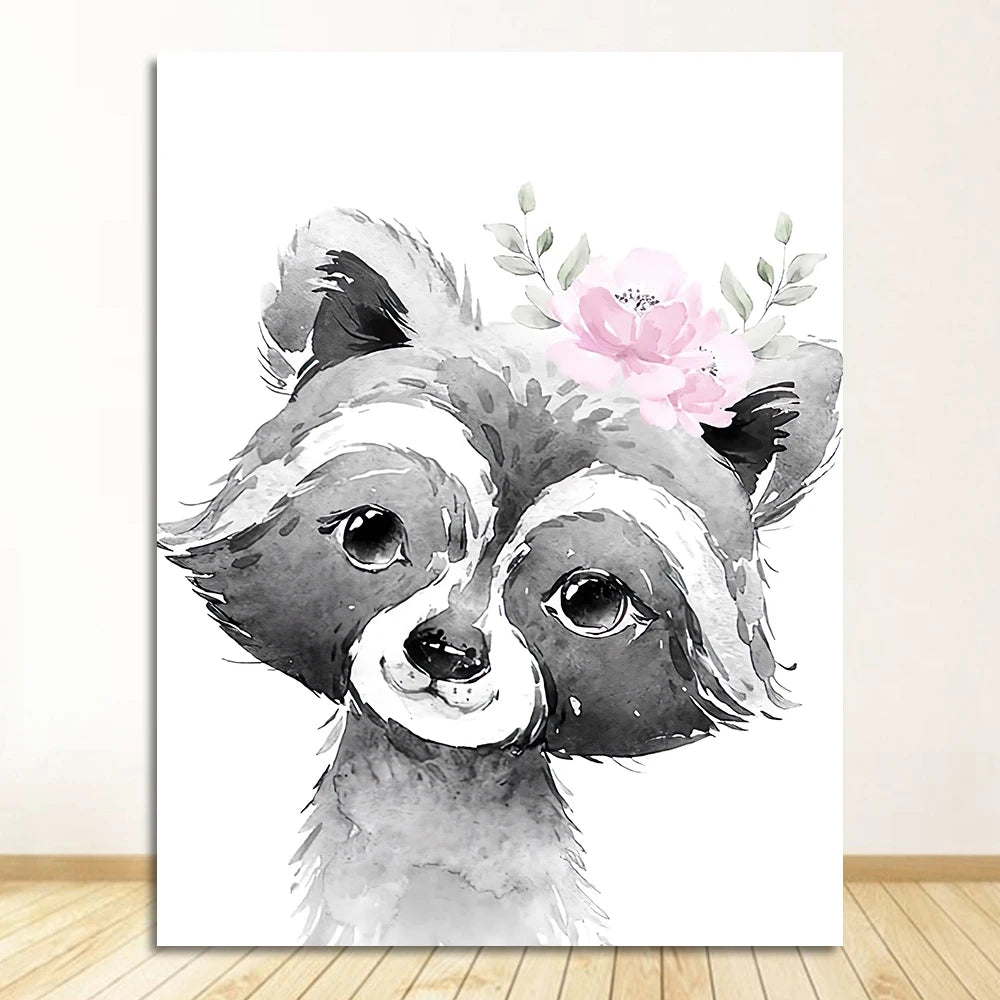 Cute Animals Nordic Nursery Posters Personalized Baby's Name Wall Art Fine Art Canvas Prints Pictures For Baby's Room Nursery Room Wall Decor 2025