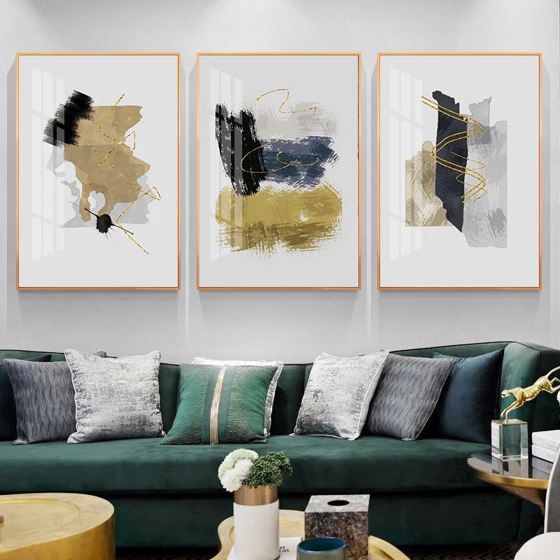 Neutral Color Blue Beige Black Nordic Abstract Wall Art Fine Art Canvas Prints Posters Pictures For Living Room Bedroom Art Decor