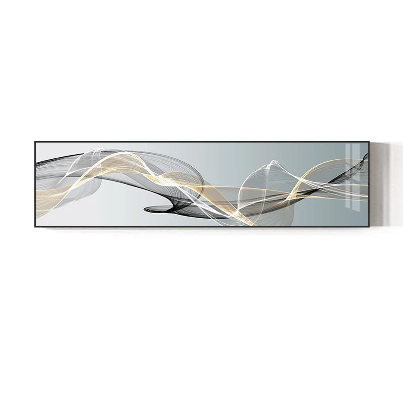 Abstract Flux Modern Industrial Wall Art Fine Art Canvas Print Black Yellow Wide Format Picture For Loft Living Room Home Office Interior Wall Art Decor