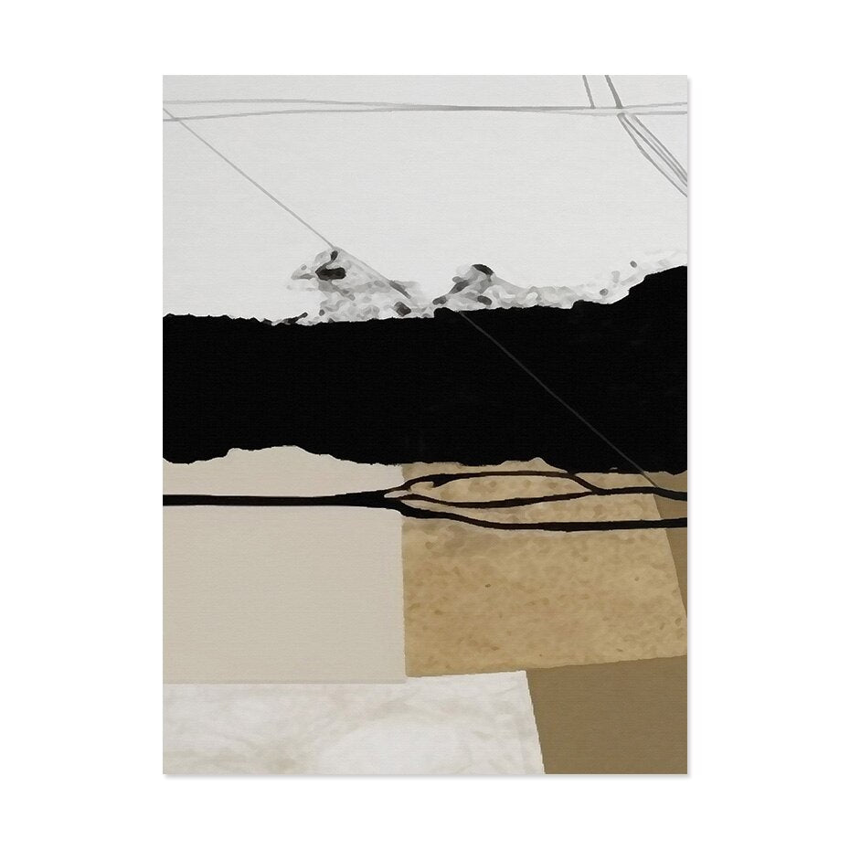 Modern Abstract Light Luxury Color Black Beige Black Wall Art Fine Art Canvas Prints For Contemporary Loft Living Room Home Office Decor