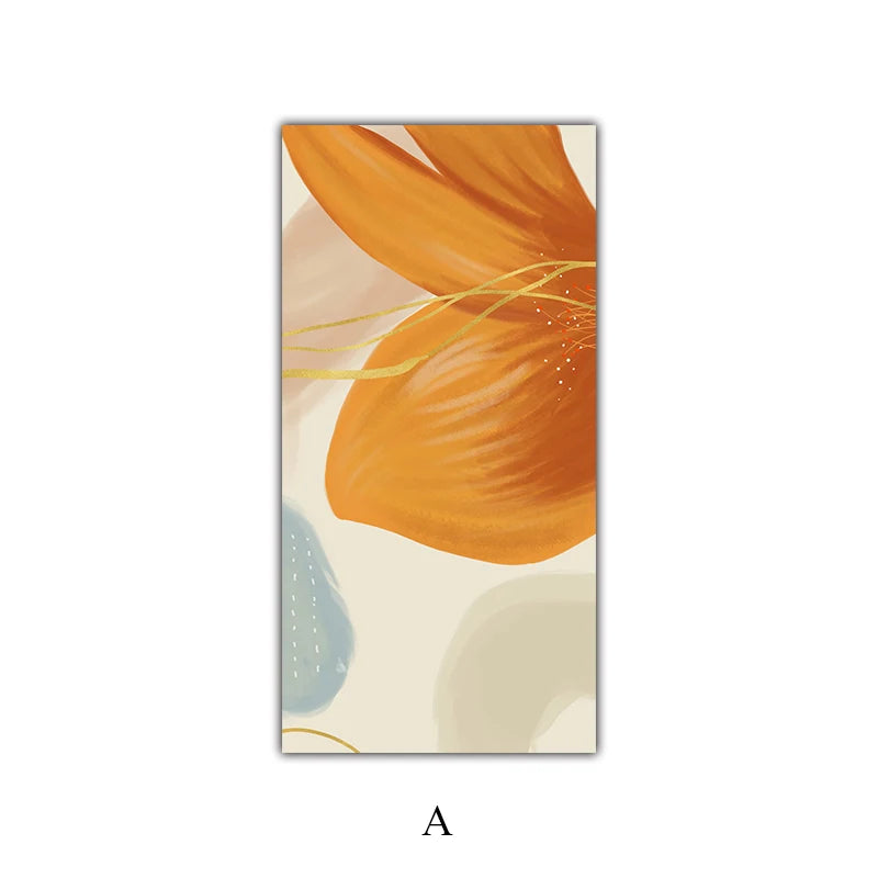 Big Floral Colorful Abstract Wall Art Fine Art Canvas Prints Orange Yellow Petal Flower Posters Pictures For Living Room Home Decor