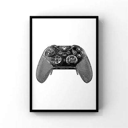 Black & White Gamer Posters Minimalist Wall Art Fine Art Canvas Prints Trendy Pictures For Kid's Room Gamers Room Wall Art Decor