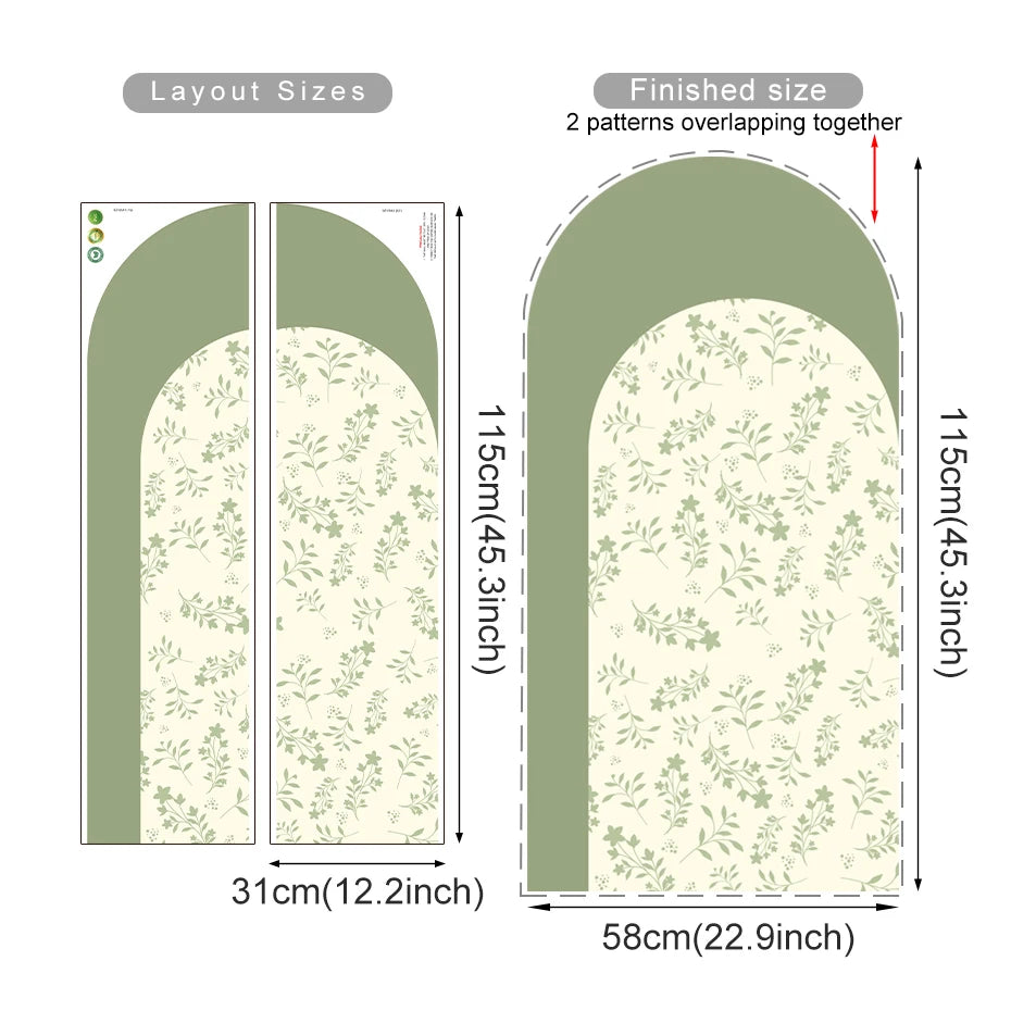 Simple Leafy Green Archway Wall Mural – Peel & Stick Vinyl Wall Decal for Kids’ Room, Bedroom & Living Space - Creative DIY Home Decor