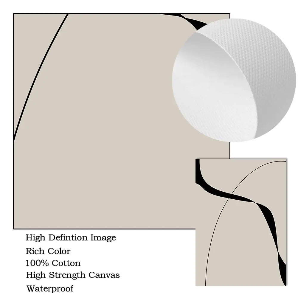 Modern Abstract Black Shape & Line Minimalist Wall Art Fine Art Canvas Prints Pictures For Modern Apartment Living Room Bedroom Art Decor