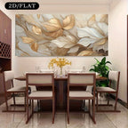 Elegant Golden Beige Leaf Wall Art Fine Art Canvas Print Modern Botanical Artwork For Contemporary Living Room Décor