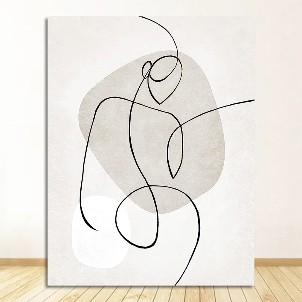 Minimalist Abstract Line Art Figure Art Fine Art Canvas Prints Black White Pictures Posters For Living Room Bedroom Art For Simple Living 2025