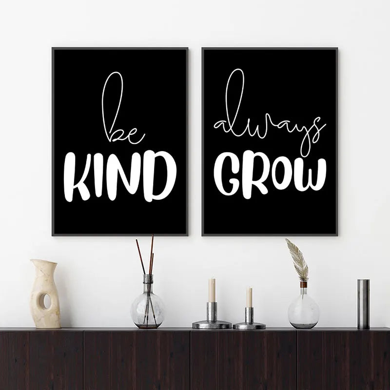 Black and White Motivational Posters Wall Art Fine Art Canvas Prints – Minimalist Wall Art Decor for Modern Interiors