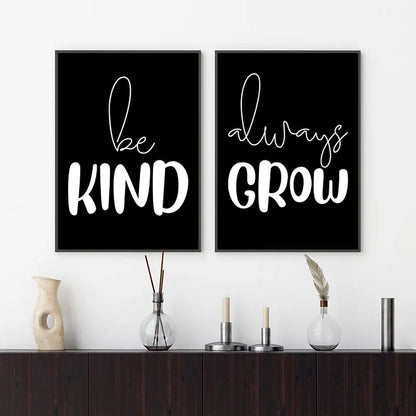 Black and White Motivational Posters Wall Art Fine Art Canvas Prints – Minimalist Wall Art Decor for Modern Interiors