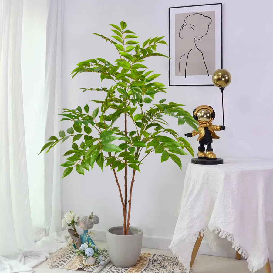 artificial tree plants for indoors Large Artificial Tree Green Leaves Plant For Modern Interior Design Fa – NordicWallArt.com