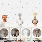 Cute Bear Zebra Giraffe Height Measurement Chart Wall Sticker Removable Peel & Stick Wall Decal For Children's Room Creative DIY Home Decor