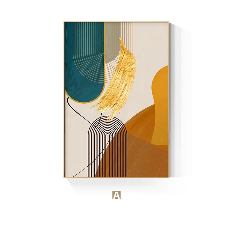 Modern Abstract Line Shape & Form Colorful Wall Art Fine Art Canvas Prints Pictures For Living Room Dining Room Home Office Decor