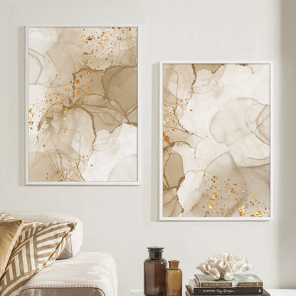 Modern Abstract Beige Golden Liquid Marble Print Wall Art Fine Art Canvas Prints Pictures For Living Room Bedroom Art Decor