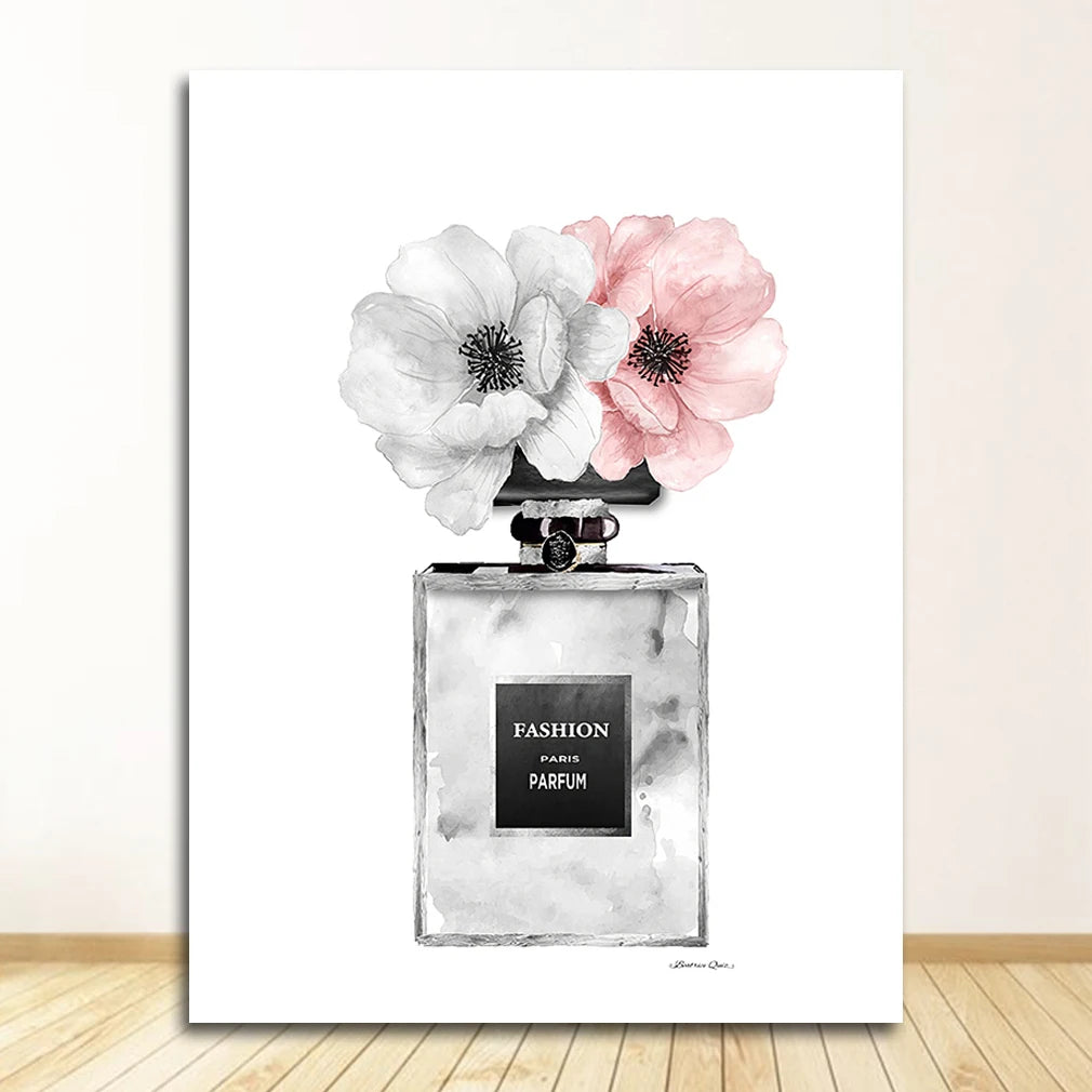Black Pink Paris Perfume Lipstick Heels Wall Art Fine Art Canvas Prints Chic Fashion Pictures For Living Room Bedroom Boutique Salon Art Decor 2025