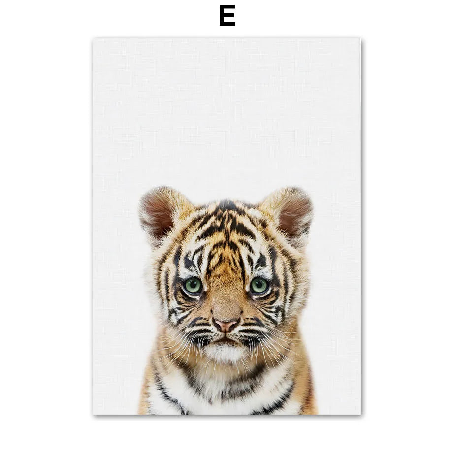 * Featured Sale * Baby Animals Nursery Posters Lion Tiger Leopard Elephant Fox Rabbit Wall Art Print Fine Art Canvas Prints Pictures For Kids Room