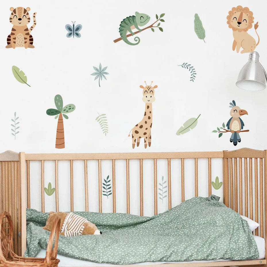 Safari Animal Wall Decals – Watercolor Giraffes, Lions, Monkeys & More Wall Stickers for Nursery & Kids’ Spaces