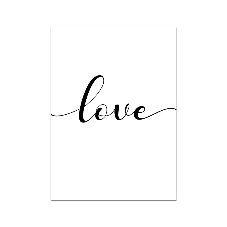 Love Family Word Art Wall Art Fine Art Canvas Prints Minimalist Black White Posters Pictures For Living Room Dining Room Kitchen Art Decor