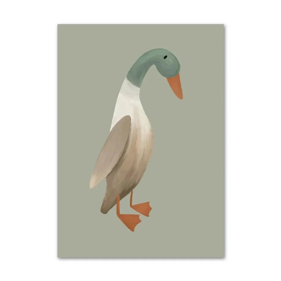 Cute Baby Animals Nursery Wall Art Illustrations Fine Art Canvas Prints Geese Mouse Lion Polar Bear Poster Pictures For Baby's Room Wall Decor