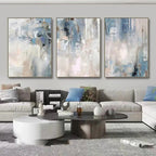 Modern living room with abstract art on the wall