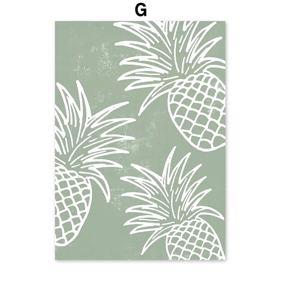 Pattern of white pineapples on a green background