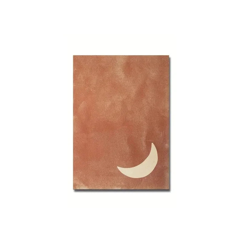 Rectangular brown leather-bound book with a white crescent moon design on a white background