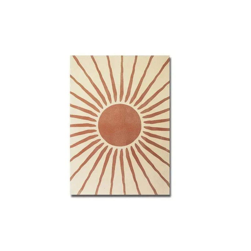 Rug with sunburst pattern on a beige background