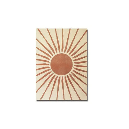 Rug with sunburst pattern on a beige background
