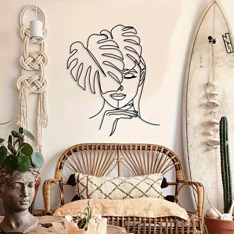 Simple Beauty Leaf Line Art Metal Wall Art 3d Iron Crafted Wall Decoration For Living Room Dining Room Creative Nordic Home Decor