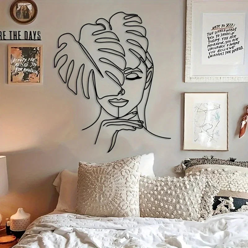 Simple Beauty Leaf Line Art Metal Wall Art 3d Iron Crafted Wall Decoration For Living Room Dining Room Creative Nordic Home Decor