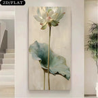 Lotus flower painting on a wall in a modern interior setting