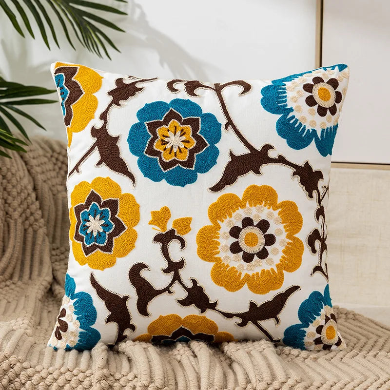 Simple Floral Colorful Nordic Cushion Covers 45x45cm Knitted Jacquard Linen Pillow Slips For Living Room Sofa Throw Cushions Contemporary Scandinavian Home Decor