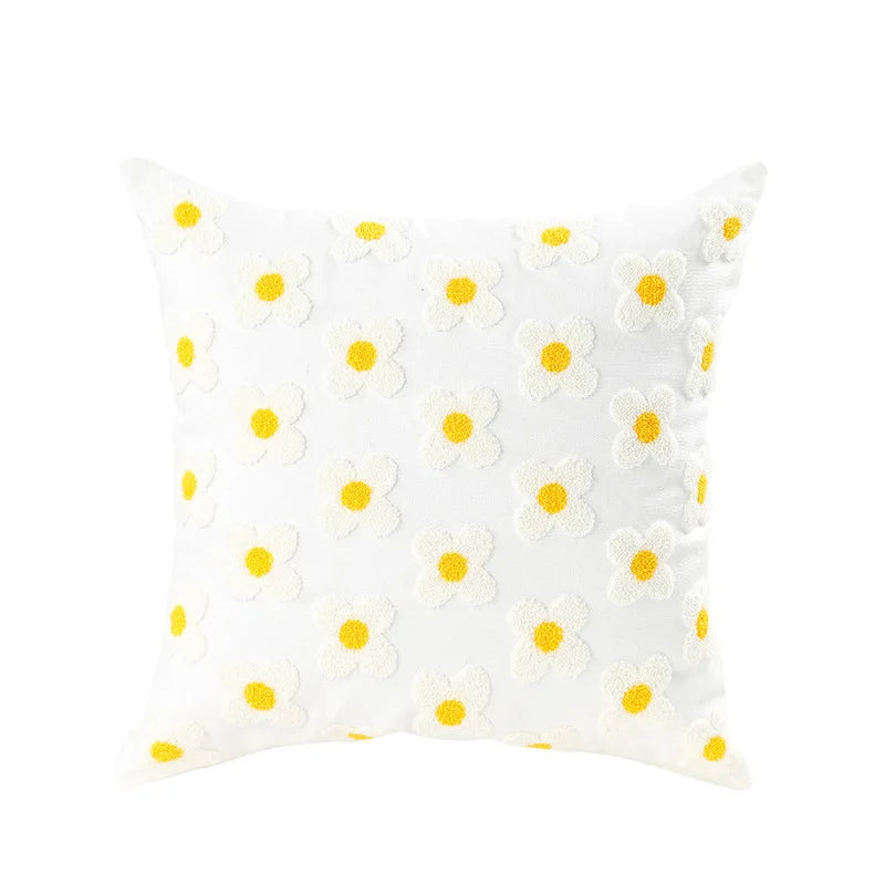 Simple Floral Colorful Nordic Cushion Covers 45x45cm Knitted Jacquard Linen Pillow Slips For Living Room Sofa Throw Cushions Contemporary Scandinavian Home Decor