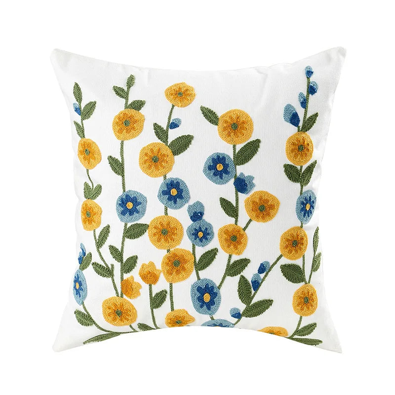 Simple Floral Colorful Nordic Cushion Covers 45x45cm Knitted Jacquard Linen Pillow Slips For Living Room Sofa Throw Cushions Contemporary Scandinavian Home Decor