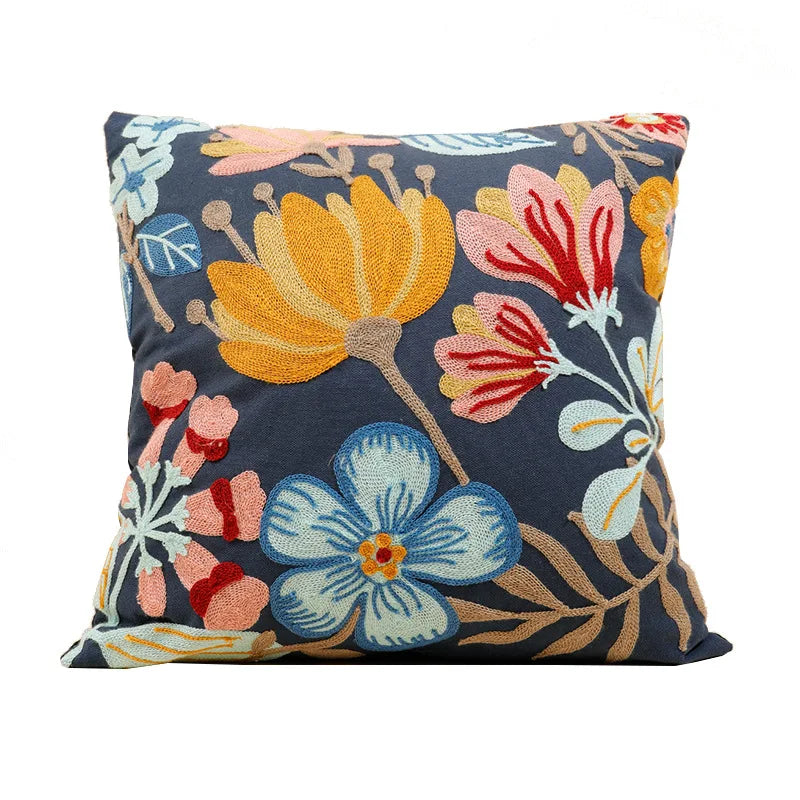 Simple Floral Colorful Nordic Cushion Covers 45x45cm Knitted Jacquard Linen Pillow Slips For Living Room Sofa Throw Cushions Contemporary Scandinavian Home Decor