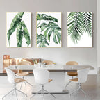 Simple Green Palm Leaves Minimalist Botanical Wall Art Fine Art Canvas Prints Pictures For Living Room Dining Room Home Office Decor