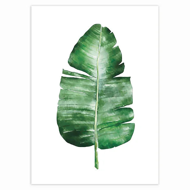 Simple Green Palm Leaves Minimalist Botanical Wall Art Fine Art Canvas Prints Pictures For Living Room Dining Room Home Office Decor