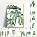 Simple Green Palm Leaves Minimalist Botanical Wall Art Fine Art Canvas Prints Pictures For Living Room Dining Room Home Office Decor