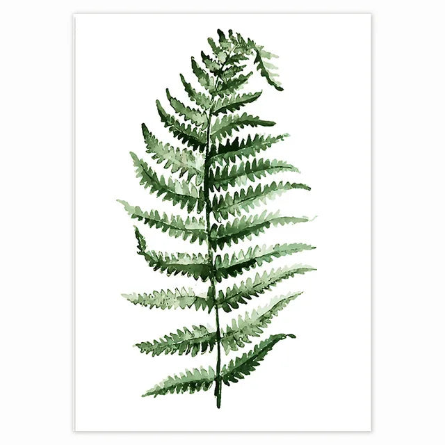 Simple Green Palm Leaves Minimalist Botanical Wall Art Fine Art Canvas Prints Pictures For Living Room Dining Room Home Office Decor