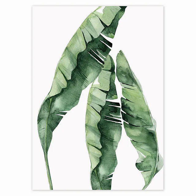 Simple Green Palm Leaves Minimalist Botanical Wall Art Fine Art Canvas Prints Pictures For Living Room Dining Room Home Office Decor
