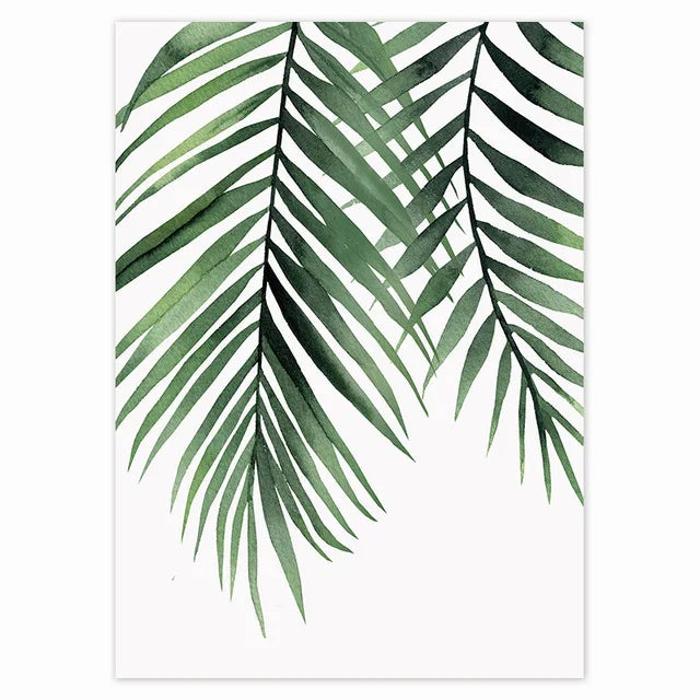 Simple Green Palm Leaves Minimalist Botanical Wall Art Fine Art Canvas Prints Pictures For Living Room Dining Room Home Office Decor