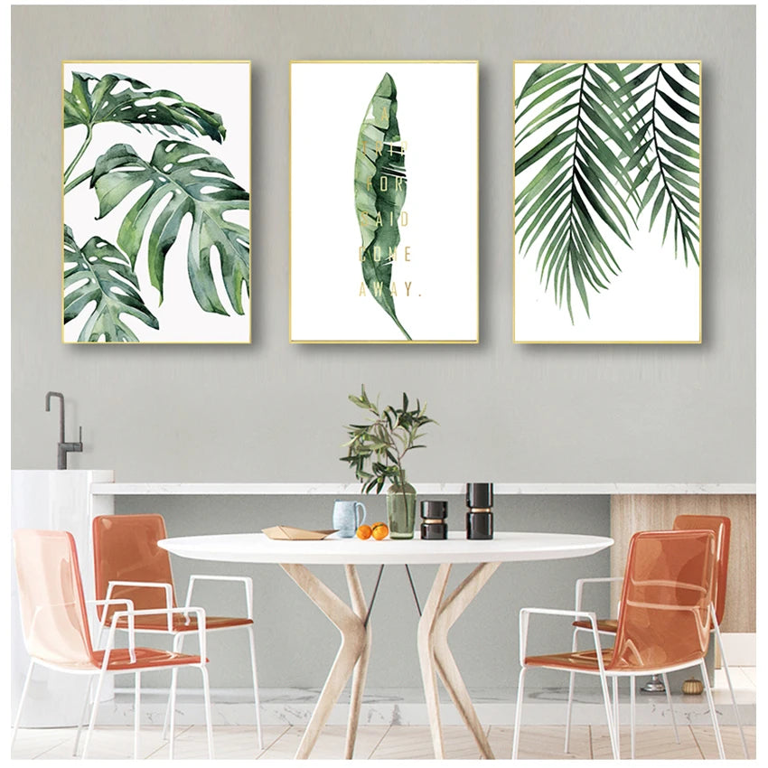 Simple Green Palm Leaves Minimalist Botanical Wall Art Fine Art Canvas Prints Pictures For Living Room Dining Room Home Office Decor 2025 001