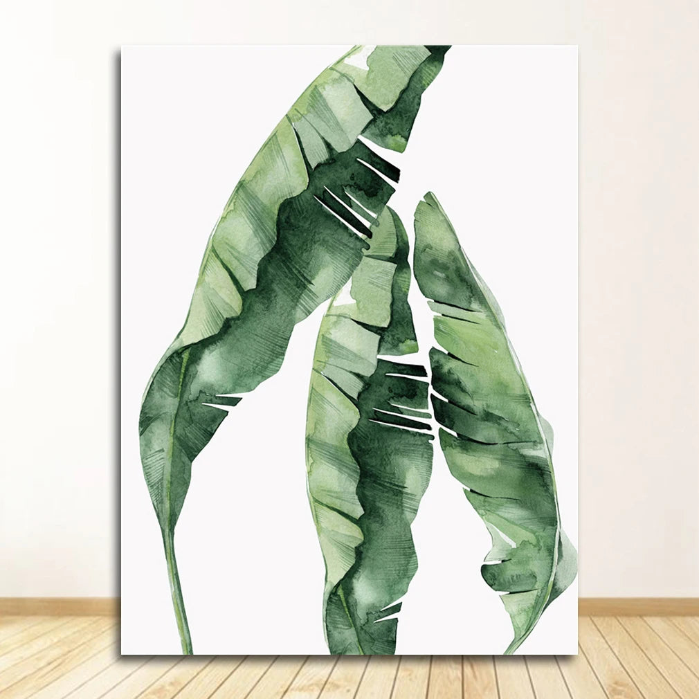 Simple Green Palm Leaves Minimalist Botanical Wall Art Fine Art Canvas Prints Pictures For Living Room Dining Room Home Office Decor 2025 001