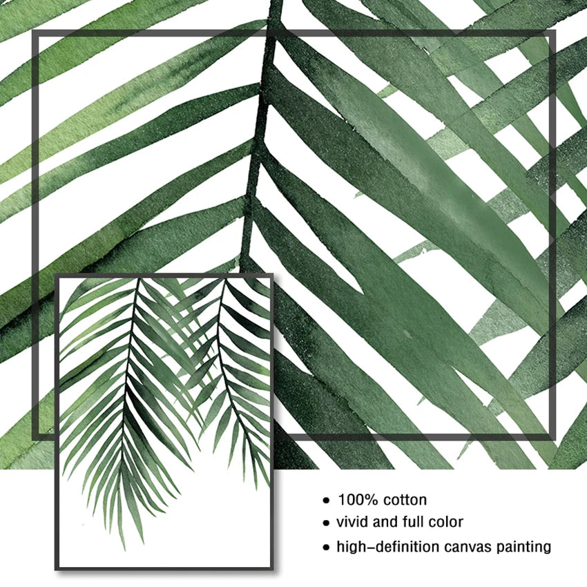 Simple Green Palm Leaves Minimalist Botanical Wall Art Fine Art Canvas Prints Pictures For Living Room Dining Room Home Office Decor 2025 001