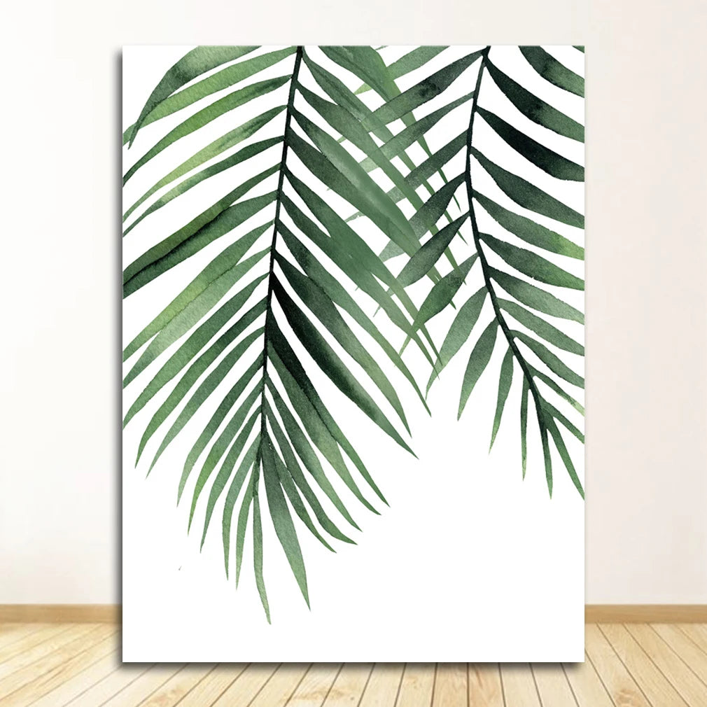 Simple Green Palm Leaves Minimalist Botanical Wall Art Fine Art Canvas Prints Pictures For Living Room Dining Room Home Office Decor 2025 001