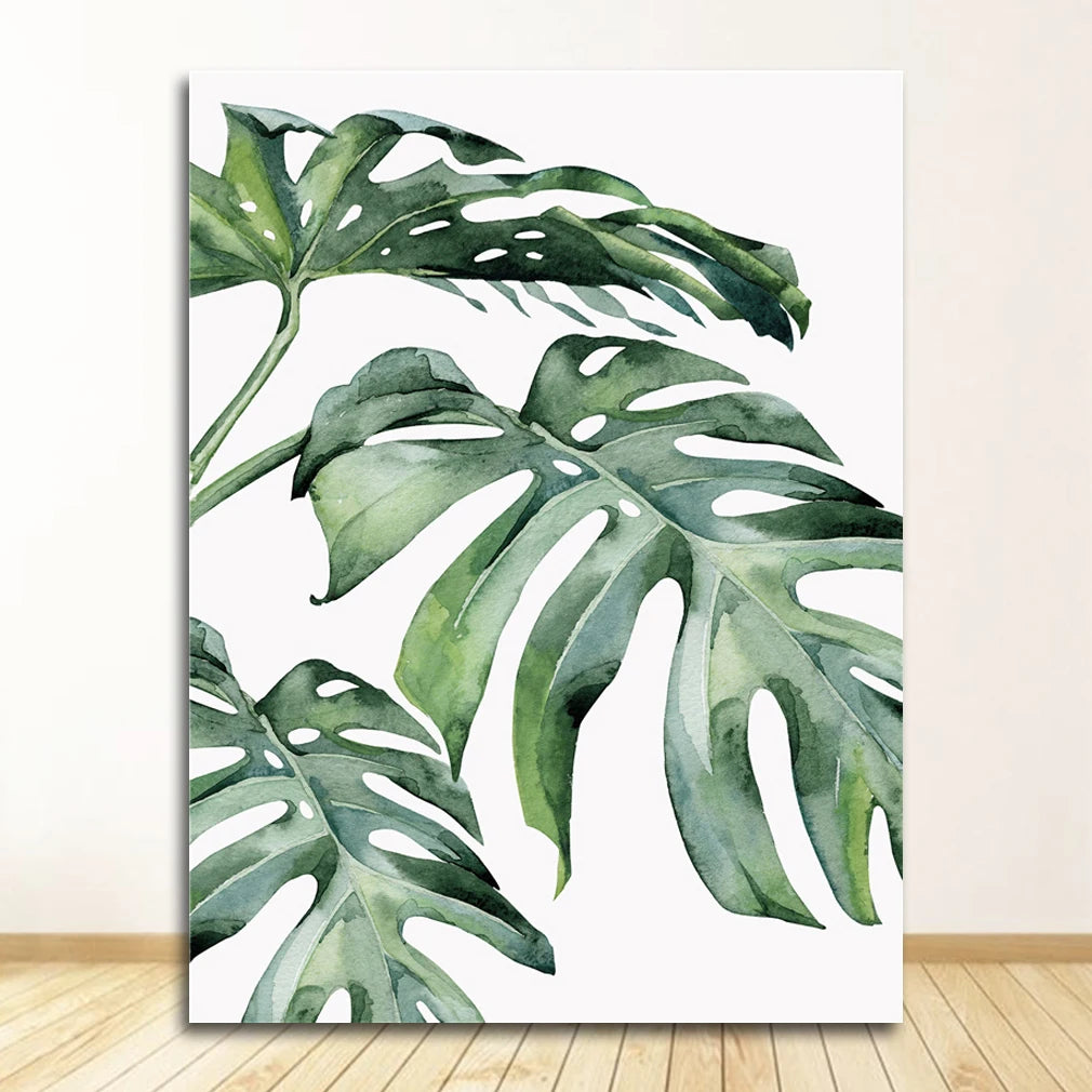 Simple Green Palm Leaves Minimalist Botanical Wall Art Fine Art Canvas Prints Pictures For Living Room Dining Room Home Office Decor 2025 001