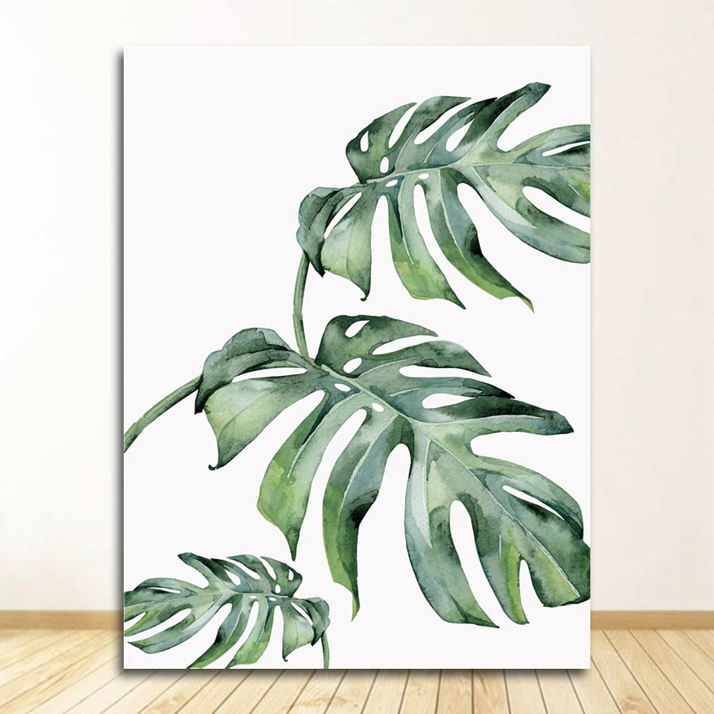 Simple Green Palm Leaves Minimalist Botanical Wall Art Fine Art Canvas Prints Pictures For Living Room Dining Room Home Office Decor 2025 001